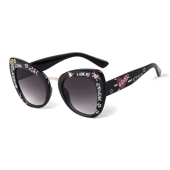 2020 Brand De Lux Ochelari De Soare Pentru Femei Supradimensionat Designer De Brand Mare Cadru Vintage Leopard Negru Cadru Ochelari De Soare Cateye Oculos