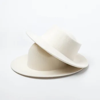 202011-shi toamna iarna lână, lapte white lady fedoras capac femei de agrement panama pălărie jazz