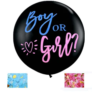 36 Inch Negru Gen Dezvăluie Balon Latex Băiat sau Fată Gen Dezvăluie Copil de dus Decoratiuni globos Confetti Consumabile Partid