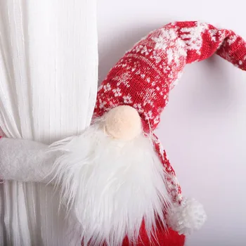 40# Noi Moș Crăciun Ornament Tricotate Din Lână Cortina Țineți Ușa Cortina Buton Fără Chip Bătrân Care Deține Perdele Acasă Xmas Decor