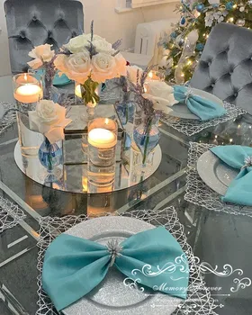 40cm diametru oglindă vaza masă de nuntă nunta de top oglinda centrala decor suport lumanare placa pătrat rotund tava