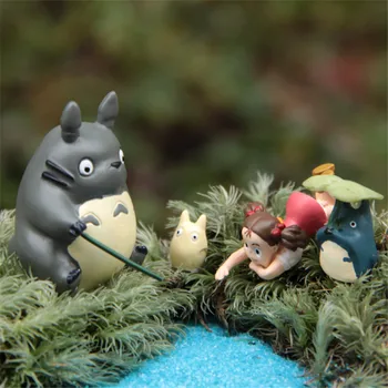 4buc Miniatură Totoro moss micro peisaj Papusa rasina de artizanat ornamente minte Xiaomei Pescuit Chinchilla Suculente vase DIY Model