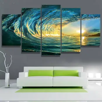 5 Panouri Hd Tipărite Mare De Wave Surfing Arta de Perete Tablou Canvas Print Decor Camera pentru Imprimare Poster Pânză Imagine P060 furnizor