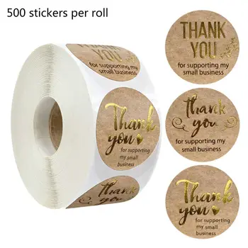 500pcs Vă Mulțumesc pentru Susținerea Meu de Afaceri Mici Autocolante Folie de Aur Seal Eticheta 449C