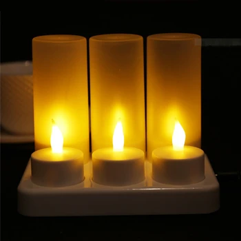 6 LED-uri de Noapte Reîncărcabilă fără flacără Ceai Lumina Lumanarea Pentru Xmas Party Electronic Lămpi Lumânare