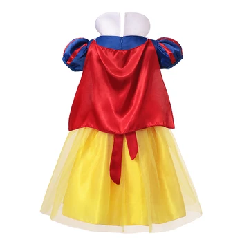 Alba ca Zapada printesa Rochie pentru Fata de Copii Costum cu Mantie de Vara din Bumbac Lantern Maneca Rochie de Bal pentru Copii Petrecere de Ziua Rochie