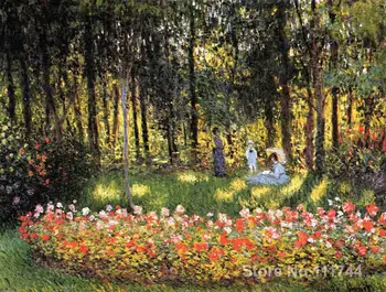 Arta peisajului Artiștii Familia in Gradina Claude Monet impresionism lucrate Manual, pictură în ulei de Înaltă calitate