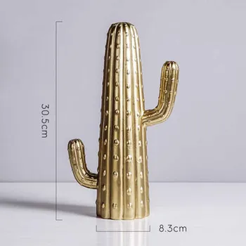 Artificiale Cactus pentru Acasă Decorare Accesorii pentru Camera de zi Stil Nordic Aur Alb Cactus Ornament Rășină Figurine