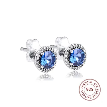 Autentic Argint 925 Spumante Albastru de Cristal Cercei Stud pentru Femei cercei Moda Bijuterii Pendientes
