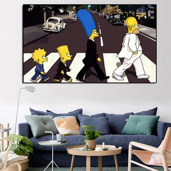 Bart Simpsons Film de Desene animate Panza Pictura Homer, Marge Drum Postere si Printuri de Arta de Perete Imaginile pentru Camera de zi Decor Acasă