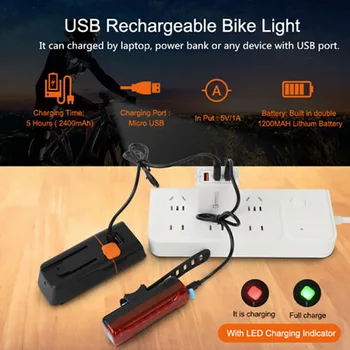 Bicicletă nouă Lumină USB de Încărcare Față de Lumină Stop Bicicleta de Munte Lumina de Avertizare 3T6 1000 Lumeni LED Ciclism Faruri Lampa