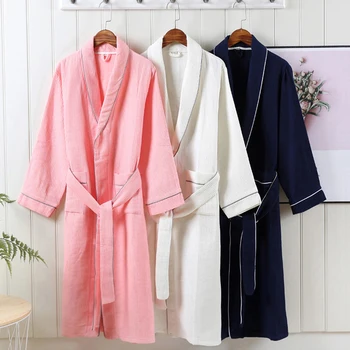 Bumbac Toamna 6Ply Tifon Kimono-Halat Halat de baie Femei Și Bărbați Supradimensionate Sleepwear Sleepshirts de sex Feminin Halat de baie Haine de Acasă