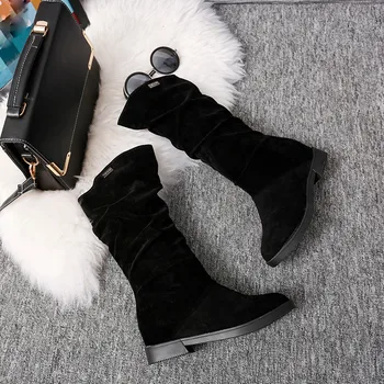 CAGACE 2018 Femei Brand Toamna Iarna Cizme de sex Feminin Rotund Deget de la picior de la Mijlocul gambei Printesa Dulce Cizme Elegante cu Turma Pantofi Cizme de Zăpadă