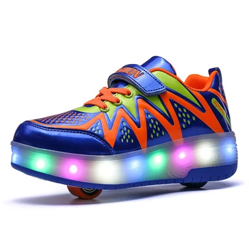 Copii Pantofi Cu Două Roți LED iluminat Moda Copii Adidasi Sport Pantofi Casual Pentru Baieti si Fete Dimensiunea 29-41