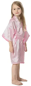 Copii Solid Satin Raionul Kimono-Halat De Onoare Solid Halat De Baie Copii Cămașă De Noapte Pijamale Dressing Gow