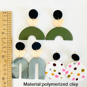 Cpop Polka Dot Lut Cercei pentru Femei Geometrice Rotunde Verde Handmade Legăna Cercei Moda Bijuterii Vânzare Fierbinte Fata draguta de Cadou
