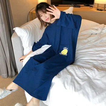 Cămăși de noapte pentru Femei Mid-lungime Rotund Gat Drăguț Imprimate Vrac 2XL Plus Dimensiune Sleepshirt pentru Fată Chic Respirabil Moda Simplu Ulzzang
