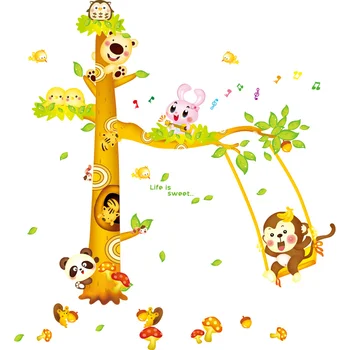 Desene animate Copacul Autocolante de Perete DIY Maimuță, Panda, Iepure Animal Decalcomanii de Perete pentru Camere de Copii Dormitor Copii Acasă Decorare Accesorii