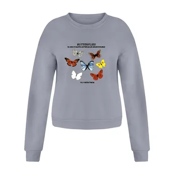 Doamnelor pulover tricoul cu fluture de imprimare Japoneze de iarna 2020 supradimensionate doamnelor pulover hoodie cald
