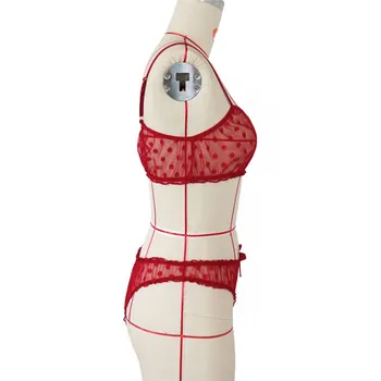 Dot Mesh Sexy Erotic Lenjerie Set Sutien Bowknot Chiloți Sleepwear Set de Lenjerie S-XL Sprijin Defileu Sexy Erotique 30OCT21