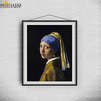 Fata Cu Cercel de Perlă a lui Johannes Vermeer de Perete de Arta Canvas Postere și de Imprimare Panza Pictura tablouri Decorative pentru Decor Acasă