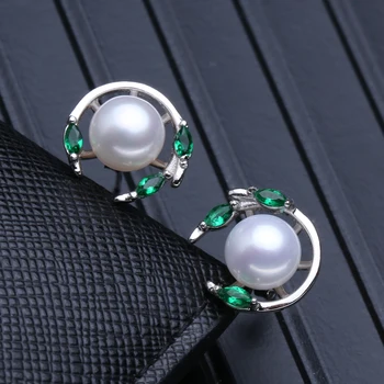 FENASY Pearl Bijuterii Seturi de colier de Perle cercei pentru femei Boem argint 925 cu Smarald copac mare pandantiv set inel