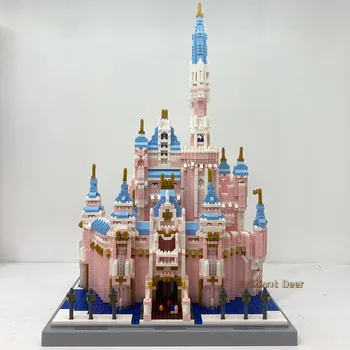 Fete Roz Princess Castle Micro Diamant Construirea De Blocuri De Mari Dimensiuni Arhitectura Cărămizi Model De Puzzle Jucării De Crăciun Cadou De Anul Nou