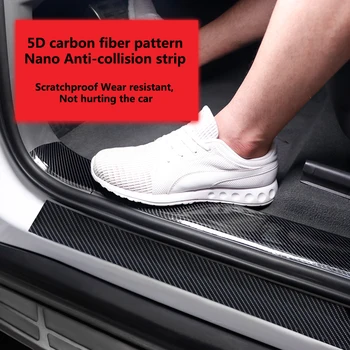 Fibra de Carbon Auto Autocolant Protector Benzi Auto Nano Velcro Portiera Anti Scratch Coliziune Scuff DIY Lipi Folie de Protectie