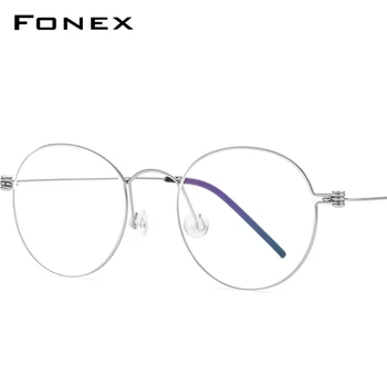 FONEX B Titan Miopie Optice Ochelari Cadru Bărbați Rețetă coreeană Rotund Ochi Ochelari de soare pentru Femei Ochelari de prindere rapida 7510