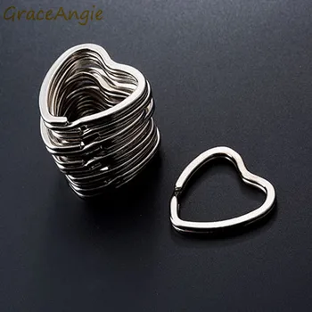 GraceAngie 10buc/pachet Masina de Metal brelocuri Inele în Formă de Inimă de Culoare Argintie Cerc Conectat Aliaj Creativ Cheie Deținătorul en-Gros