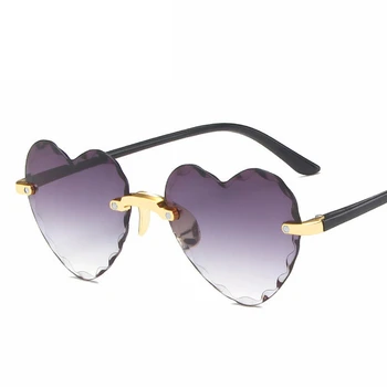 Gradient Nou Brand de Designer Fara rama Inima ochelari de Soare Femei de Moda de Metal fără ramă Gradient de Lentile de Ochelari de Soare de sex Feminin Oculos UV400
