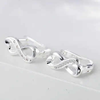 Hainon de Moda de Argint de Culoare Umplut Nunta de Logodna Cercei Bijuterii de Cristal CZ Scrisoare 8 Forma Mici Hoop Cercei Pentru Femei