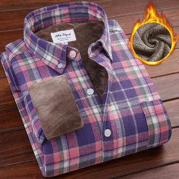 Iarna bumbac, catifea, plus, catifea groasă și caldă bărbați se potrivesc cu mâneci lungi tricou 2020 de iarnă de îmbrăcăminte de brand de lux camasa carouri