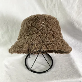 Iarna Leopard Print Faux Blana Brand Scrisoare De Pluș Găleată Pălării Pentru Femei Aer Liber Cald Pălărie Moale De Catifea Pescar Capac Doamna De Moda