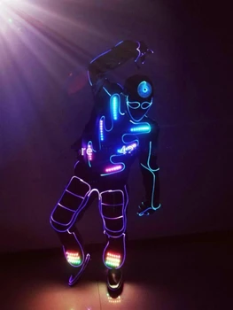 IED de programare led costum spectacol de teatru de lumină costum de robot spectacol de dans show haine stralucitoare lumina schimbe costumele