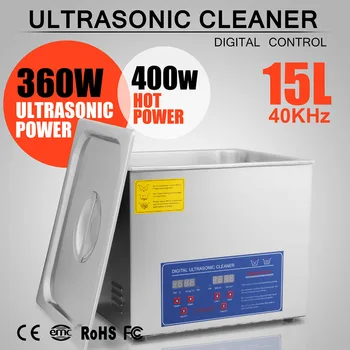 Inox 15L Ultrasonic Cleaner Ultra Sonic Baie de Curățare Rezervor Timer Încălzire