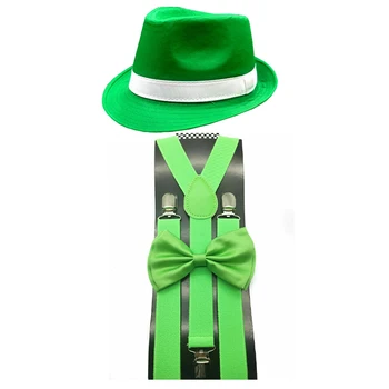 Irlandez Zi, costume Verde Suspensor și joben St Patrick Day Party Decor Irlandez Zi cosplay Pălărie de Top pentru Bărbați Adulți Femei