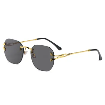 JASPEER fără ramă Oglindă Ochelari Femei Retro Pătrat UV400 ochelari de Soare Pentru Barbati Metal de Aur Framless Nuante de Designer de Brand