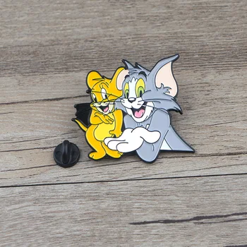 K673 Pisică și Mouse-ul de Desene animate Anime Metal Emailat Ace și Broșe pentru Pin Rever Rucsac Saci Insigna de Colectie Cadouri