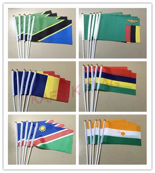 KAFNIK, en-Gros 10/20/50pcs/lot Mauritius/Namibia, Niger a /Netherlands/Zambia/ Chad 14*21CM mână steagul cu Pol