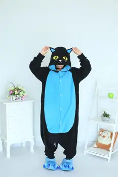 Kigurumi miezul Nopții Cat Onesies Sleepsuit Desene animate Adulți Bărbați Femei Pisica Neagra Pijamale Pijamale, Costume Cosplay pijama masculino