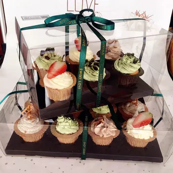LBSISI Viața 10buc Transparent Cupcake Cutie de Dimensiuni Mari Nuntă Manual DIY Decorare Tort Pachet Consumabile Petrecere de Aniversare pentru Copii