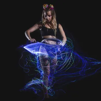 LED-uri de Fibra Optica Bici lumini de dans 6 Ft Rotire de 360° - Lumina Super-Luminos Până Rave Jucărie | EDM Pixel Fluxul de Dantelă Dance Festival