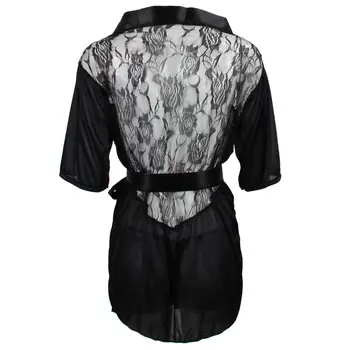 Lenjerie Sexy Femei din Dantela Neagra Pata Intima Babydoll Sleepwear Rochie de îmbrăcăminte de noapte(XL)