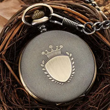 Lux Ceas De Buzunar Din Aur Negru De Bronz Gravată Cu Laser Roman Numeral Numere De Cuarț Fob Lanț De Bărbați Ceasuri De Epocă Pendent Reloj