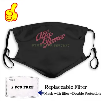 Masca de fata Alfa Romeo Script - Clasic Dificultate Uite de moda design amuzant negru Reutilizabile Măști de Protecție