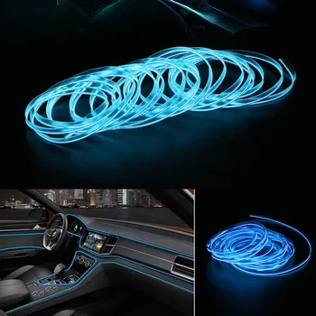 Masina a CONDUS Lumina Benzi DIY Decorare Petrecere Lumini de Neon Dans lampa Auto Interior Gadget Accesorii 2M Flexibil EL Wire USB Benzi