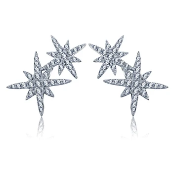 Mici La Modă Cubic Zirconia Cristale Stele Duble De Lux Pave Cz Piatra Cercei Stud Pentru Femei Bijuterii De Moda 2019 E-H0347