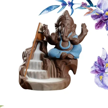 Moda Ceramică Ganesha Buddha Refluxul Arzător De Tămâie Manual De Munte Cascada Figurina Elefant Dumnezeu Statuie Acasă Tămâie Hol