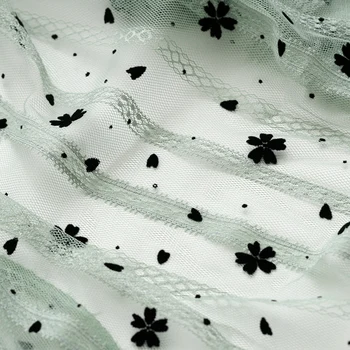 Net tifon flocking mici de flori dantelă tesatura de îmbrăcăminte fusta tesatura fire moale, transparent si lumina tesatura 50*150cm